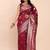 Wine silk blend banarasi style saree with zari weaving