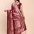 Wine silk blend banarasi style saree with zari weaving