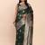 Bottle green silk blend banarasi style saree with zari weaving