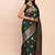 Bottle green silk blend banarasi style saree with zari weaving