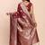 Maroon silk blend banarasi style saree with zari weaving