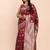 Maroon silk blend banarasi style saree with zari weaving