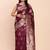 Wine silk blend banarasi style saree with zari weaving