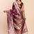 Wine silk blend banarasi style saree with zari weaving