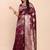 Wine silk blend banarasi style saree with zari weaving