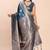 Teal blue silk blend banarasi style saree with zari weaving