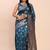 Teal blue silk blend banarasi style saree with zari weaving