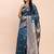 Teal blue silk blend banarasi style saree with zari weaving