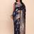 Navy blue silk blend banarasi style saree with zari weaving