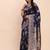 Navy blue silk blend banarasi style saree with zari weaving