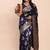 Navy blue silk blend banarasi style saree with zari weaving