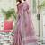 Light purple handloom linen blend saree with floral embroidery