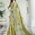 Light green handloom linen blend saree with floral embroidery