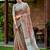 Brown handloom linen blend saree with floral kashmiri embroidery