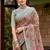 Brown handloom linen blend saree with floral kashmiri embroidery