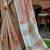 Brown handloom linen blend saree with floral kashmiri embroidery