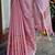 Onion pink handloom linen blend saree with floral kashmiri embroidery