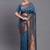 Teal blue silk blend saree with zari border and pallu