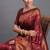 Maroon silk blend saree with zari border and pallu