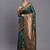 Dark green silk blend saree with zari border and pallu