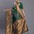 Dark green silk blend saree with zari border and pallu