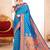 Sky blue paithani silk blend saree with peacock motif pallu
