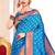 Sky blue paithani silk blend saree with peacock motif pallu