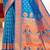 Sky blue paithani silk blend saree with peacock motif pallu