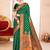 Bottle green paithani silk blend saree with peacock motif pallu