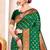 Bottle green paithani silk blend saree with peacock motif pallu