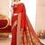 Red paithani silk blend saree with peacock motif pallu