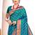Sea green paithani silk blend saree with peacock motif pallu