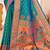Sea green paithani silk blend saree with peacock motif pallu