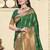 Bottle green silk blend saree with zari border and pallu