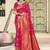 Rani pink silk blend saree with zari border and pallu