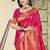 Rani pink silk blend saree with zari border and pallu