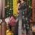 black cotton blend saree with multi-color floral embroidery