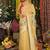 yellow cotton blend saree with multi-color floral embroidery