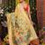 yellow cotton blend saree with multi-color floral embroidery