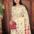 cream cotton blend saree with colorful woven floral motifs