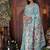 sky blue cotton blend saree with colorful woven floral motifs