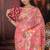 onion pink cotton blend saree with colorful woven floral motifs