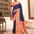Navy blue silk blend saree with meenakari floral pallu