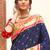 Navy blue silk blend saree with meenakari floral pallu