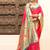Rani pink silk blend saree with meenakari floral pallu