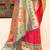 Rani pink silk blend saree with meenakari floral pallu
