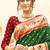 Dark green silk blend saree with meenakari floral pallu