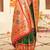 Dark green silk blend saree with meenakari floral pallu