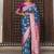 Teal blue silk blend woven saree with paisley motifs