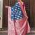 Teal blue silk blend woven saree with paisley motifs